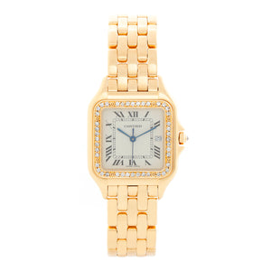 Cartier Panther 18k Yellow Gold Men's Quartz Watch with Date & Diamonds W25014B9