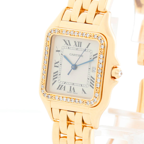 Cartier Panther 18k Yellow Gold Men's Quartz Watch with Date & Diamonds W25014B9