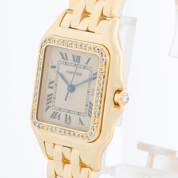 Cartier Panther 18k Yellow Gold Men's Quartz Watch with Date & Diamonds W25014B9