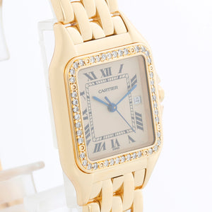 Cartier Panther 18k Yellow Gold Men's Quartz Watch with Date & Diamonds W25014B9