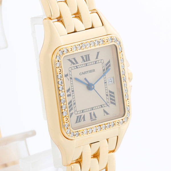 Cartier Panther 18k Yellow Gold Men's Quartz Watch with Date & Diamonds W25014B9