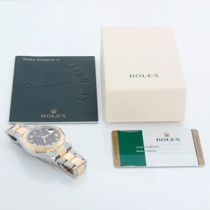 Rolex Datejust II 2-Tone 41mm 116333 Black Roman Dial Watch
