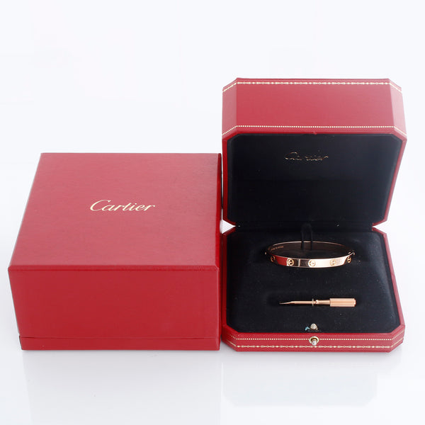 Cartier Love Bracelet 18k Rose Gold Size 17 – Image 4