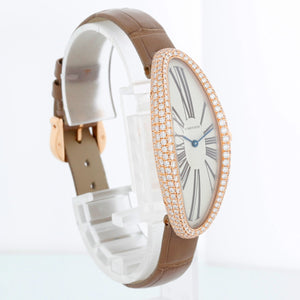 Cartier Baignoire Allongée 18K Rose Gold Ladies Watch WJBA0006