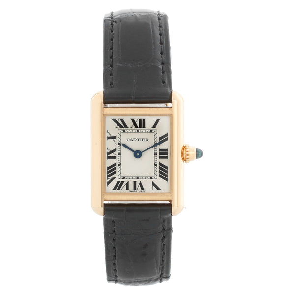 Cartier Tank Louis 18k Yellow Gold Ladies Watch on Leather Band 2442