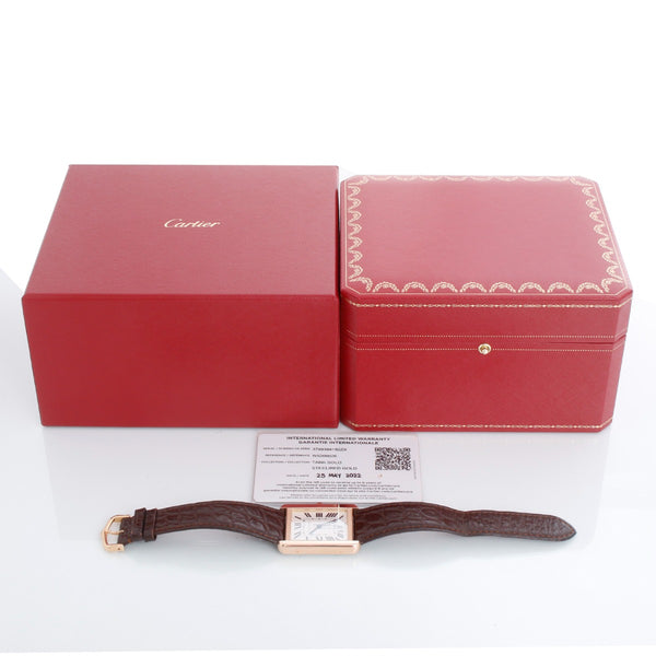 Cartier Men's Extra Large Tank Solo Stainless Steel & Rose Gold Watch W5200026 3799