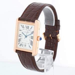 Cartier Men's Extra Large Tank Solo Stainless Steel & Rose Gold Watch W5200026 3799