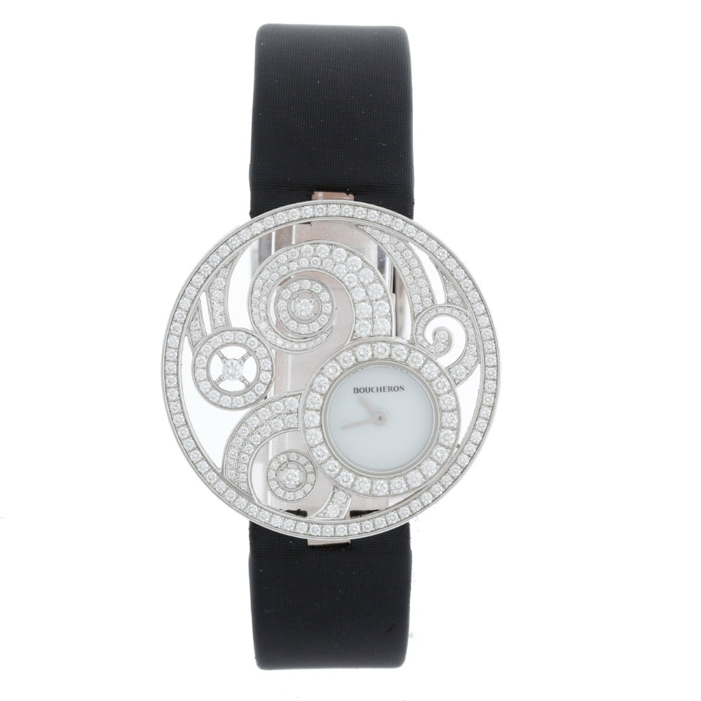 Boucheron Ajouree Volutee Ladies Diamond 18K White Gold Watch WA017301