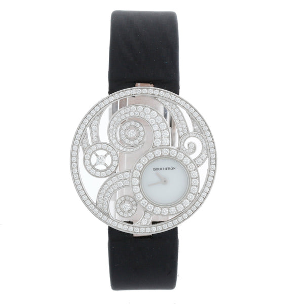 Boucheron Ajouree Volutee Ladies Diamond 18K White Gold Watch WA017301