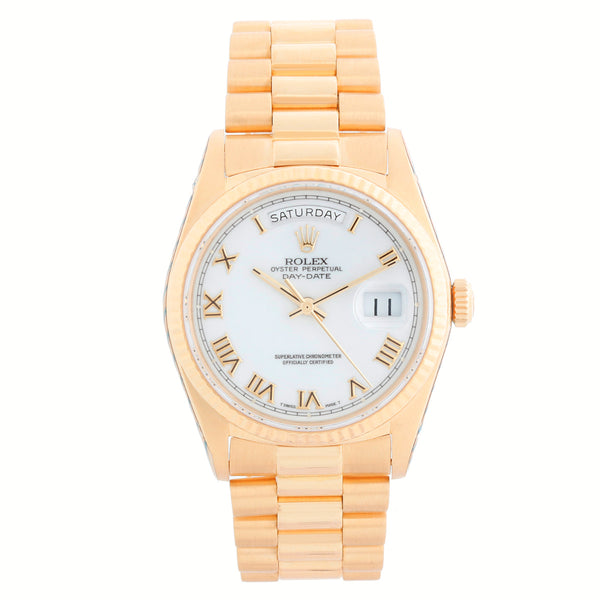 Rolex President Day-Date Men's Watch 18038 White Roman Dial