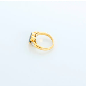 18K Yellow Gold Australian Blue Sapphire Ring Size 5