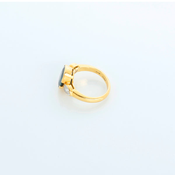 18K Yellow Gold Australian Blue Sapphire Ring Size 5