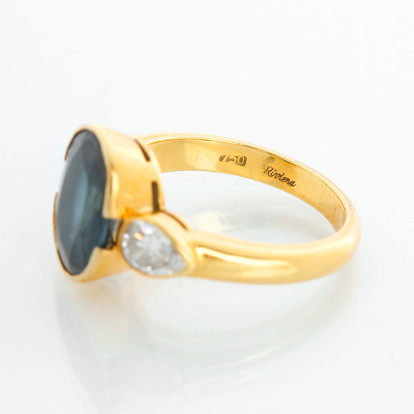 18K Yellow Gold Australian Blue Sapphire Ring Size 5