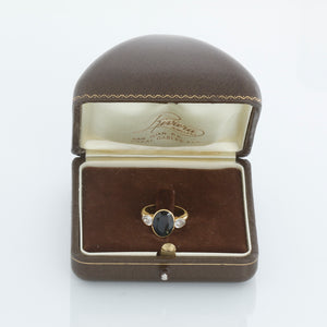 18K Yellow Gold Australian Blue Sapphire Ring Size 5