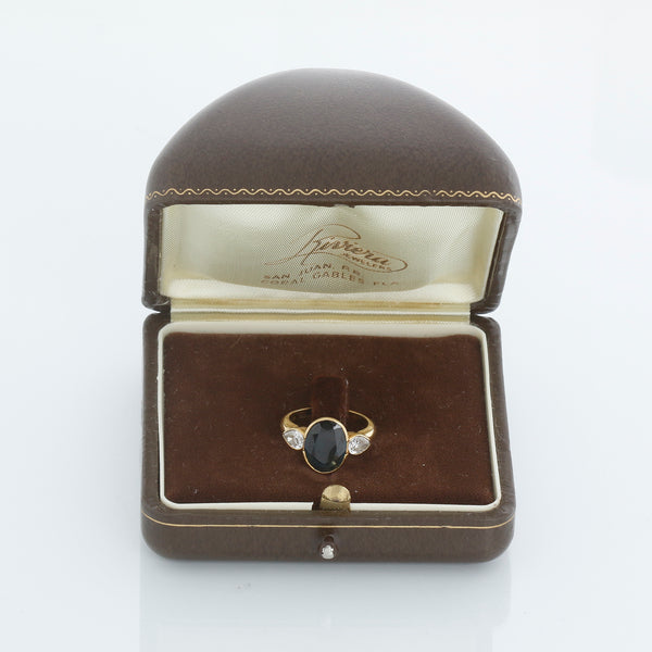 18K Yellow Gold Australian Blue Sapphire Ring Size 5