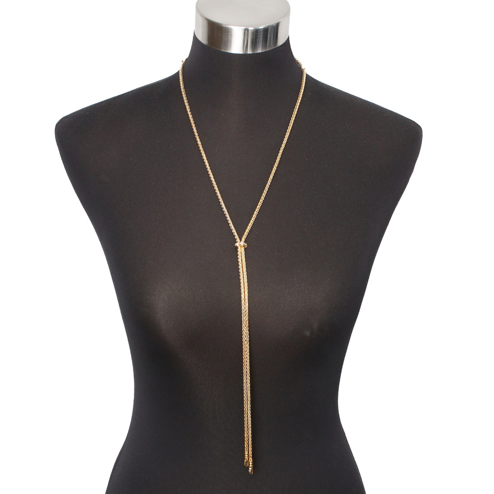 14K Yellow Gold Lariat Necklace With Diamonds