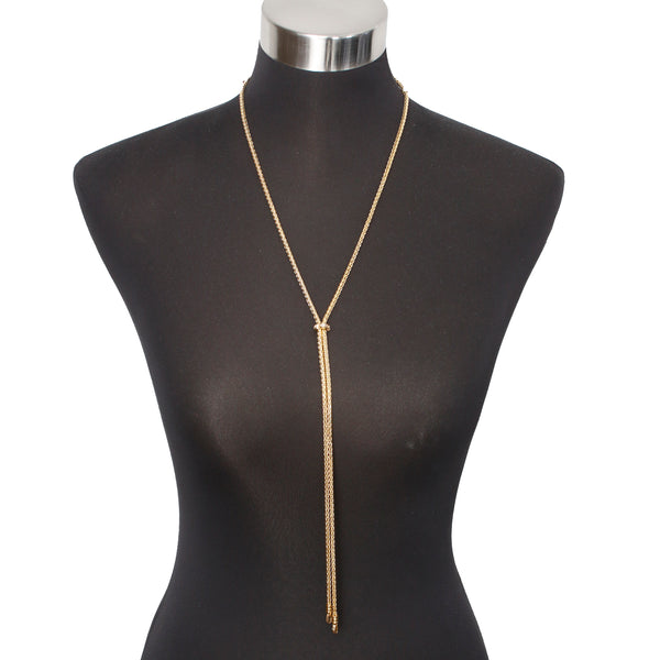 14K Yellow Gold Lariat Necklace With Diamonds