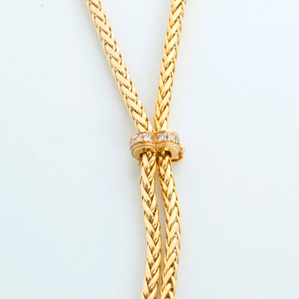 14K Yellow Gold Lariat Necklace With Diamonds