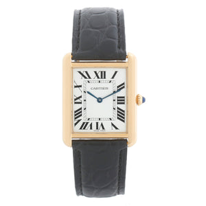 Cartier Tank Solo 18K Yellow Gold Men's  Black Strap Watch W1018855 2742