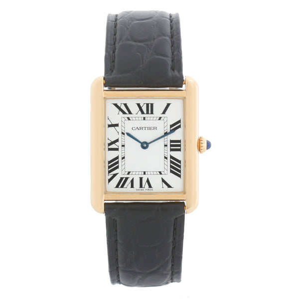 Cartier Tank Solo 18K Yellow Gold Men's  Black Strap Watch W1018855 2742