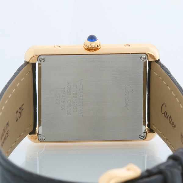 Cartier Tank Solo 18K Yellow Gold Men's  Black Strap Watch W1018855 2742