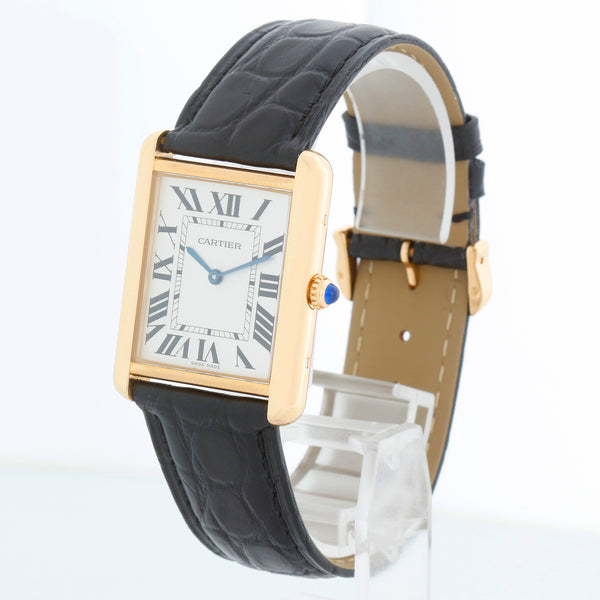 Cartier Tank Solo 18K Yellow Gold Men's  Black Strap Watch W1018855 2742