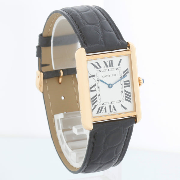 Cartier Tank Solo 18K Yellow Gold Men's  Black Strap Watch W1018855 2742