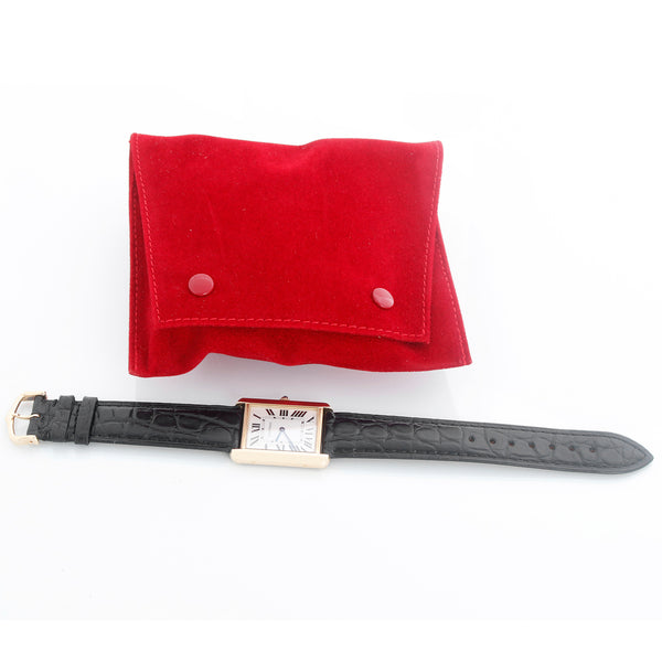 Cartier Tank Solo 18K Yellow Gold Men's  Black Strap Watch W1018855 2742