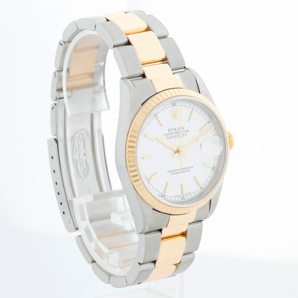 Rolex Datejust Men's White Stick Dial 2-Tone Watch 16233
