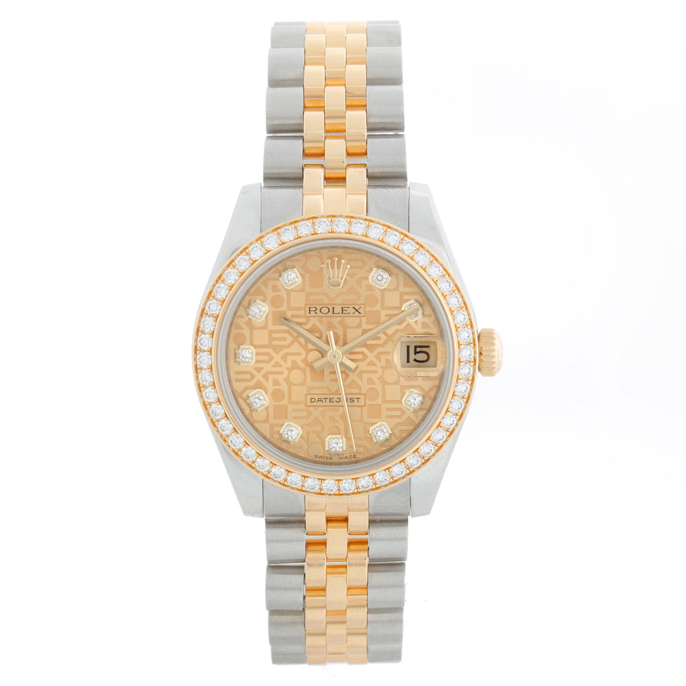 Rolex Datejust Midsize 31mm Steel & Gold Diamond Bezel 178383