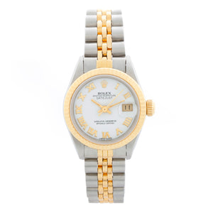 Rolex Ladies 2-Tone Datejust Watch 69173 White Roman Dial