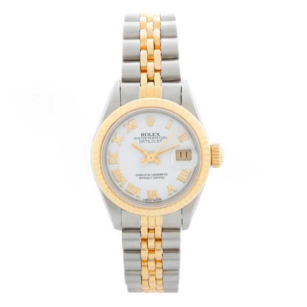 Rolex Ladies 2-Tone Datejust Watch 69173 White Roman Dial