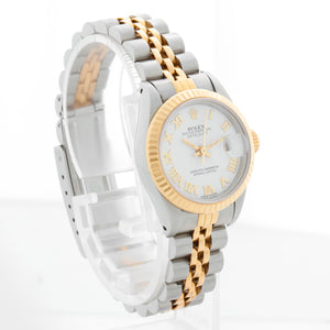Rolex Ladies 2-Tone Datejust Watch 69173 White Roman Dial – Image 2