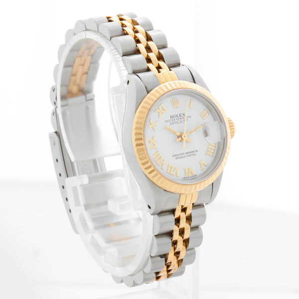 Rolex Ladies 2-Tone Datejust Watch 69173 White Roman Dial – Image 2