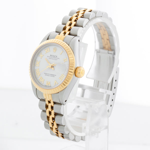 Rolex Ladies 2-Tone Datejust Watch 69173 White Roman Dial – Image 3