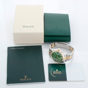 Rolex Datejust Men's 2-Tone Green Wave Diamond Dial Watch 116233