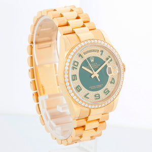 Rolex President Day-Date Men's Yellow Gold Watch Factory Diamonds 118348