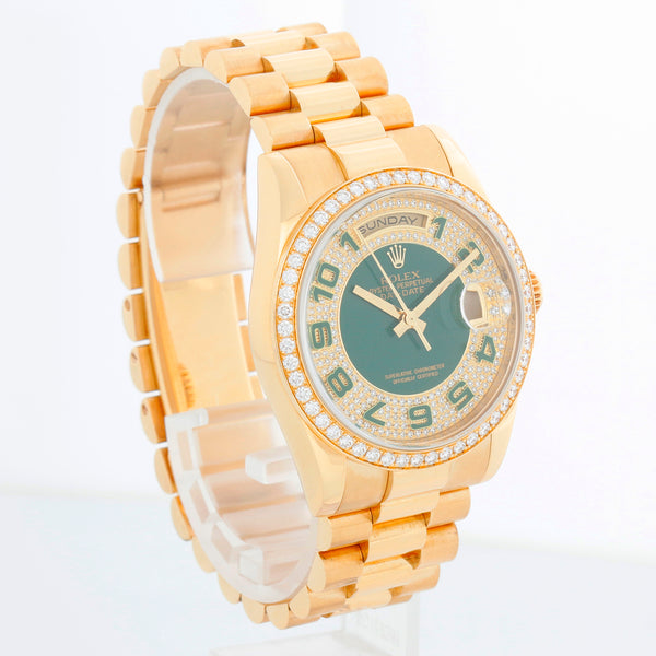 Rolex President Day-Date Men's Yellow Gold Watch Factory Diamonds 118348