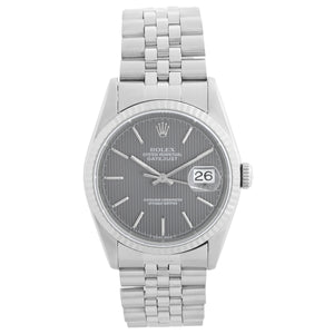 Rolex Datejust Men's Stainless Steel Watch 16234 Grey Tapestry
