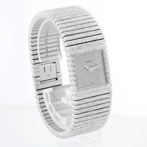 Piaget Emperador 18K White Gold Bark Mens Watch