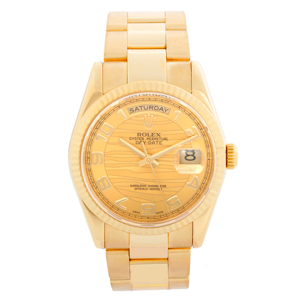 Rolex President Day-Date Men's Watch 118238 Champagne Wave Dial