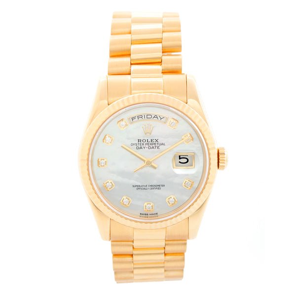 Rolex Day-Date President 18K Yellow Gold Mother of Pearl Dial Watch 118238