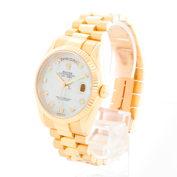 Rolex Day-Date President 18K Yellow Gold Mother of Pearl Dial Watch 118238