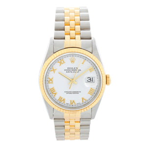 Men's 2-Tone Steel & Gold Rolex Datejust Watch 16233 White Dial