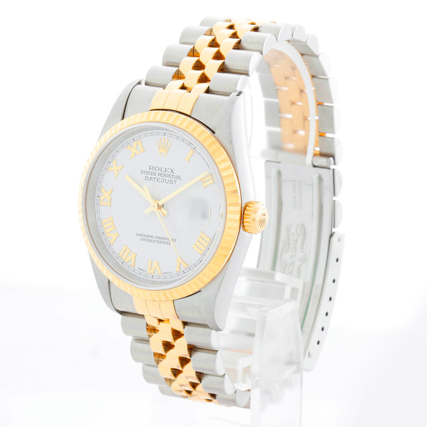 Men's 2-Tone Steel & Gold Rolex Datejust Watch 16233 White Dial