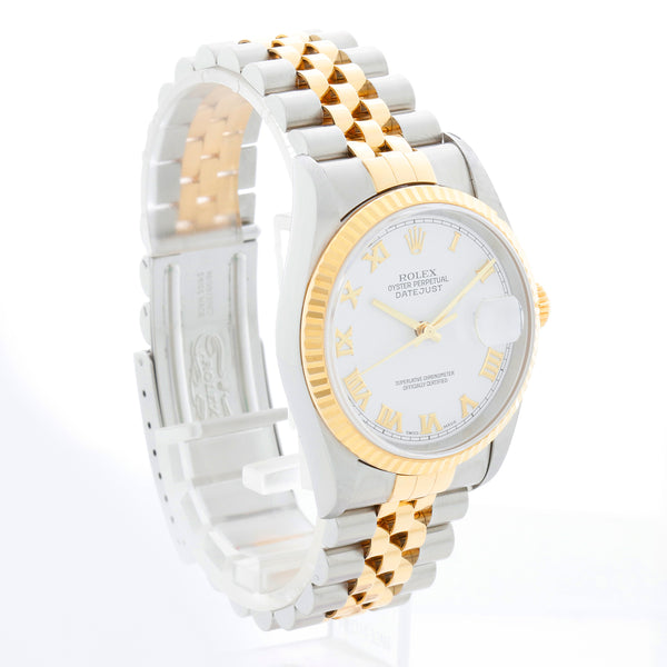 Men's 2-Tone Steel & Gold Rolex Datejust Watch 16233 White Dial