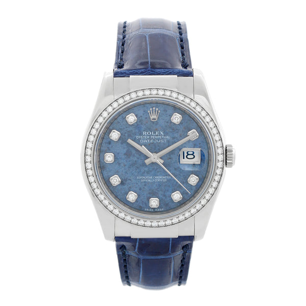 Rolex Datejust 18K White Gold Sodalite Dial Watch 116189