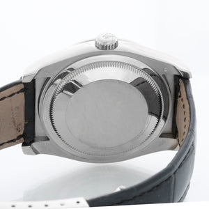 Rolex Datejust 18k White Gold Men's Watch on Leather Strap Band 116189