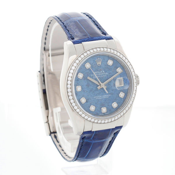 Rolex Datejust 18K White Gold Sodalite Dial Watch 116189