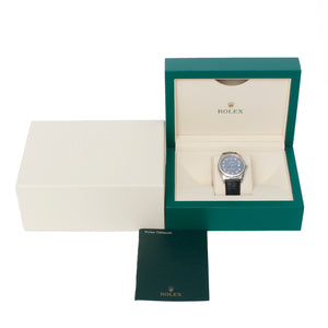 Rolex Datejust 18k White Gold Men's Watch on Leather Strap Band 116189